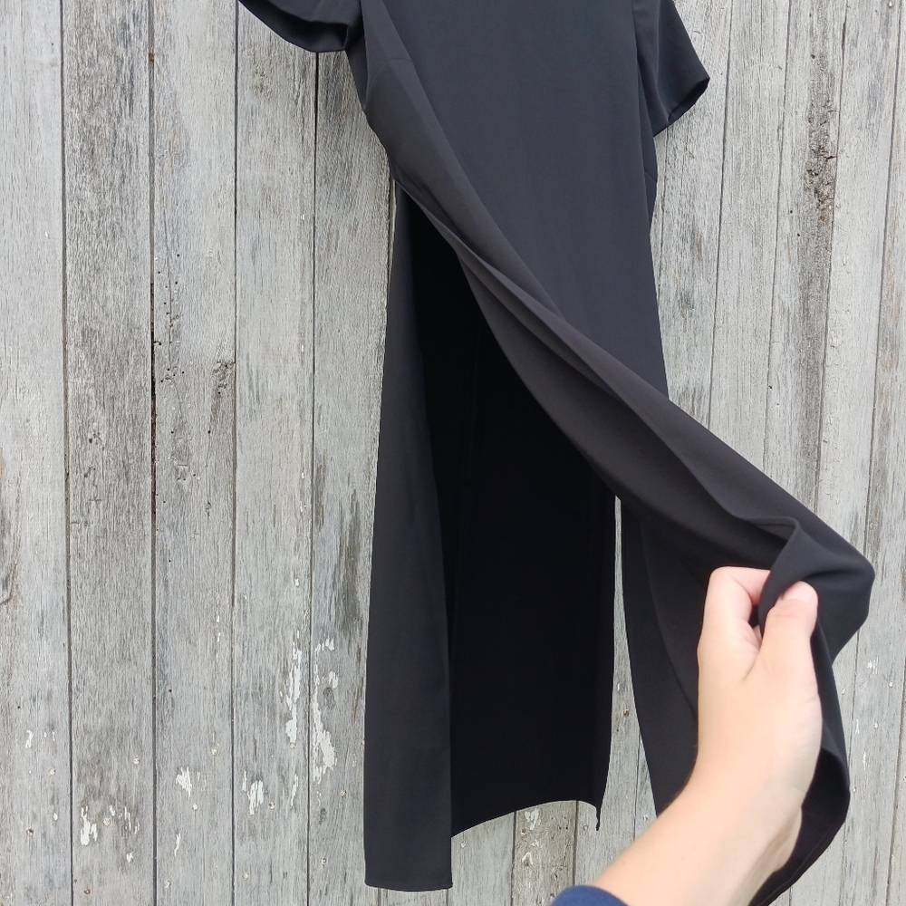 Polo Ralph Lauren Twill Short Sleeve Side Slits Black Long Tunic Top Womens Sz 0 - Picture 2 of 6